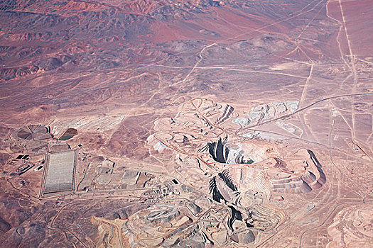 航拍,铜矿,阿塔卡马沙漠,智利