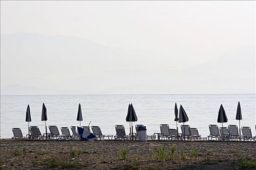 折叠躺椅,遮阳,海滩