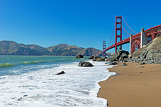 海滩,金门大桥,旧金山,加利福尼亚,美国