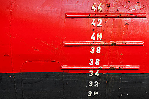 红色,船,船体,水位线,测量