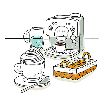 饼干,咖啡机