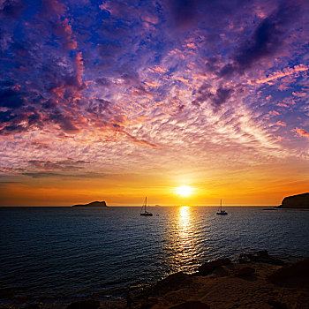 伊比萨岛,日落,圣荷塞,巴利阿里群岛,西班牙