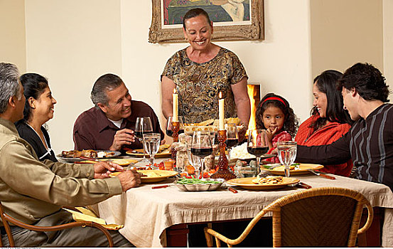 家庭,感恩节,晚餐