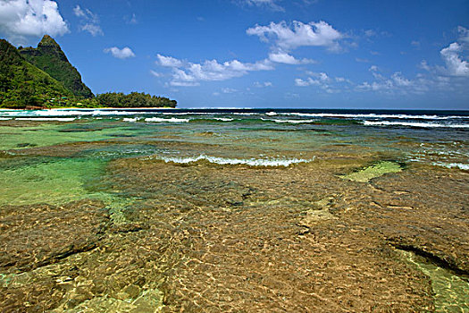 美国,夏威夷,考艾岛,巴厘海,山,风景,隧道,海滩,画廊