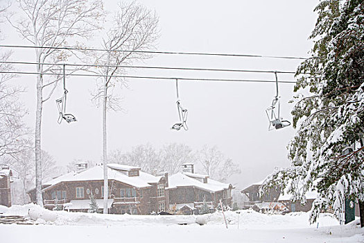 美国,佛蒙特州,滑雪缆车