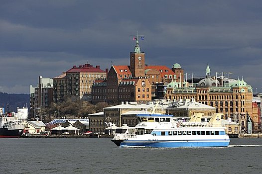 斯堪的纳维亚,瑞典,哥德堡,船,海洋,城市,背景