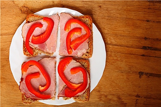 三明治,红色,红辣椒,火腿