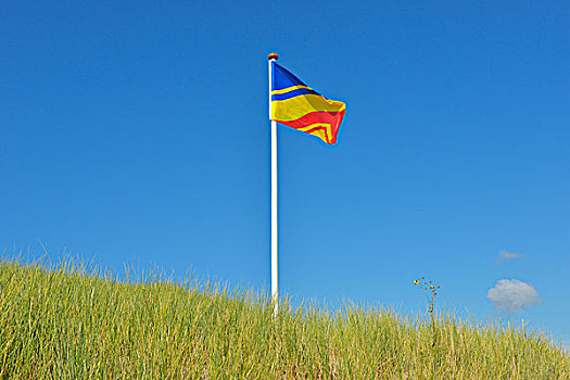 旗帜,路标,沙丘,夏天,安洪姆,石荷州,德国