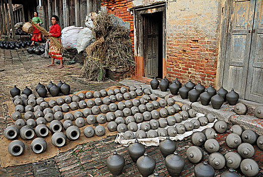 陶器,器物,历史,街道,加德满都山谷,尼泊尔,亚洲