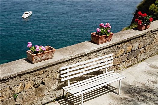 空,长椅,海边,那不勒斯湾,索伦托,索伦托半岛,那不勒斯省,坎帕尼亚区,意大利