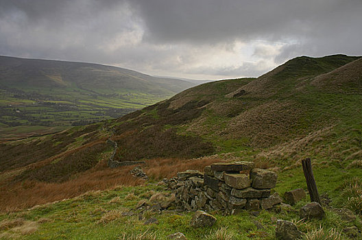 英格兰,德贝郡,边缘,风景,山谷,峰区