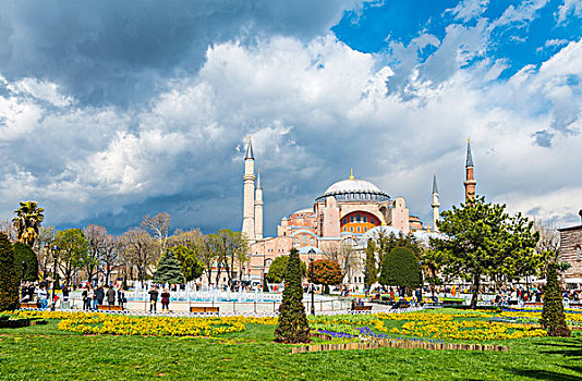 圣索菲亚教堂,教堂,清真寺,苏丹,公园,藍色清真寺,伊斯坦布尔,土耳其,亚洲
