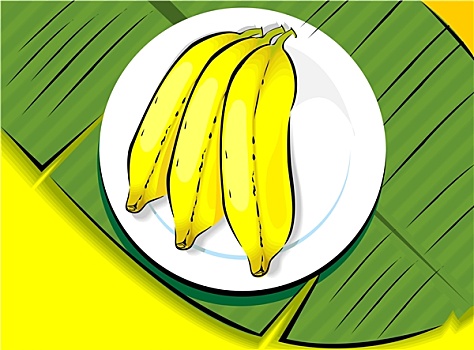 插画,香蕉,叶子