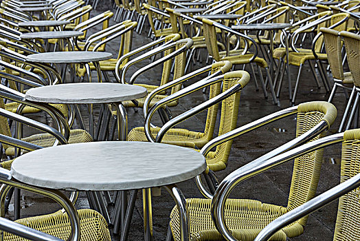 威尼斯,广场,咖啡,桌子,椅子,雨