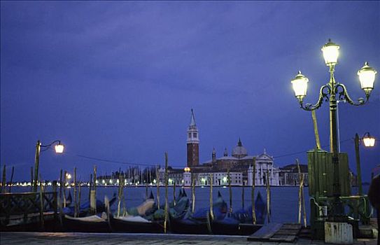 湾,威尼斯,黄昏,意大利