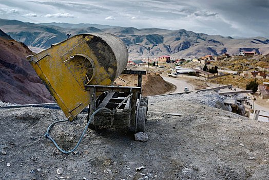 空,矿,手推车,入口,银矿,波托西地区,玻利维亚