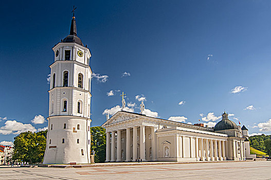 大教堂,钟楼,夏天,晴天,维尔纽斯,立陶宛