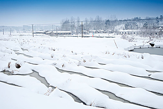 中国河南信阳乡村雪景