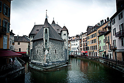 城堡,中心,运河,阿纳西,法国,欧洲