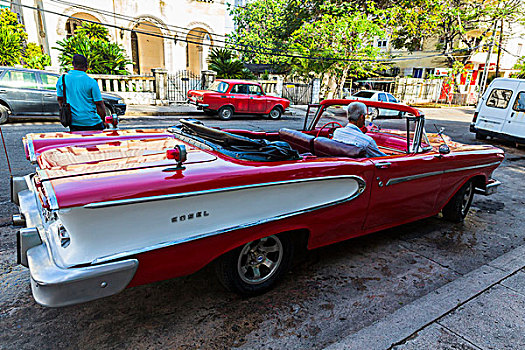 老爷车,街道,哈瓦那,古巴,共和国,大安的列斯群岛,加勒比