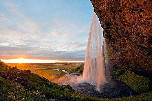 冰岛,南方,区域,日落