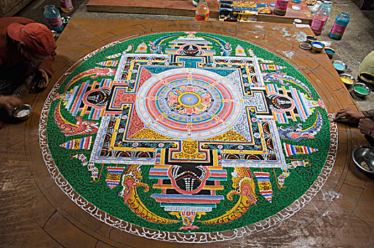 艺术家,制作,宗教坛场,寺院,查谟-克什米尔邦,印度