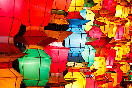 光亮,鲜艳,灯笼,清迈,泰国