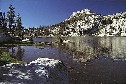 湖,石头,优胜美地国家公园,加利福尼亚,美国,北美,世界遗产