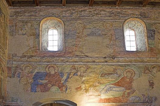 壁画,小教堂,约会,背影,世纪,乡村,施蒂里亚,奥地利