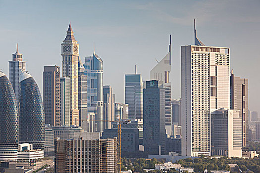 阿联酋,迪拜,市区,上升,建筑,俯视图