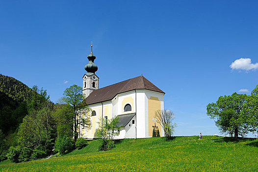教区教堂,圣乔治,齐姆高,阿尔卑斯山,上巴伐利亚,巴伐利亚,德国,欧洲