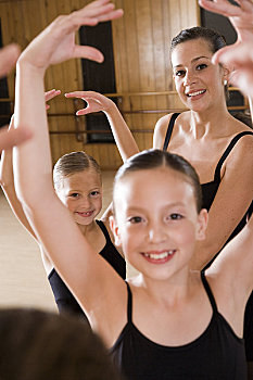 肖像,芭蕾舞,教师,练习,舞者,8-9岁,舞蹈室