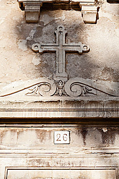 建筑,特写,装饰,十字架,教堂,普罗旺斯地区艾克斯,法国