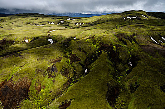 航拍,苔藓密布,风景,冰岛,高地,欧洲