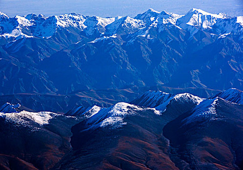 山脊,地形,雪山,群山