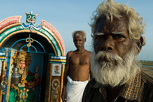 神祠,印度教,女神,沿岸,道路,靠近,泰米尔纳德邦,印度,八月,2007年