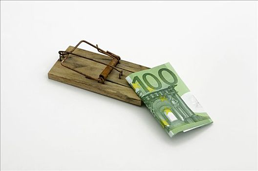 老鼠夹,100欧元,钞票,诱饵