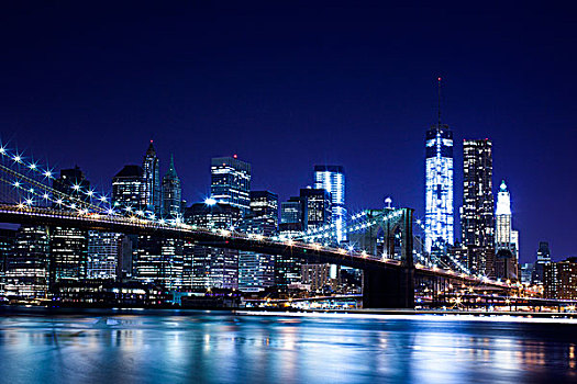 布鲁克林大桥,风景,主要街道,公园,上方,东河,曼哈顿,天际线,市区,布鲁克林,纽约