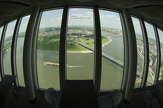 莱茵河,膝,眺望台,向上,塔,北莱茵威斯特伐利亚,德国,欧洲