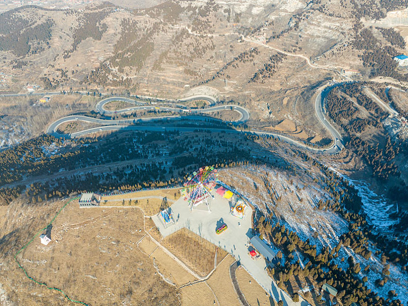 航拍鲁中川藏线青州牛角岭盘山公路_高清图片_全景视觉