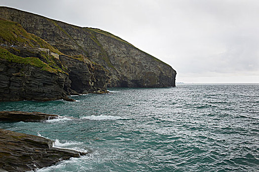 悬崖,海洋,康沃尔,英国