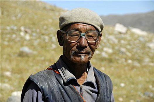游牧,老人,草原,蒙古人,阿尔泰,靠近,乌布苏,蒙古,亚洲