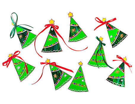 彩色玻璃,手制,圣诞树,白色背景,背景