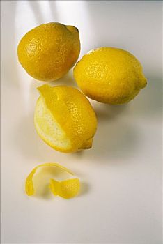 柠檬,一个,片,外皮,正面