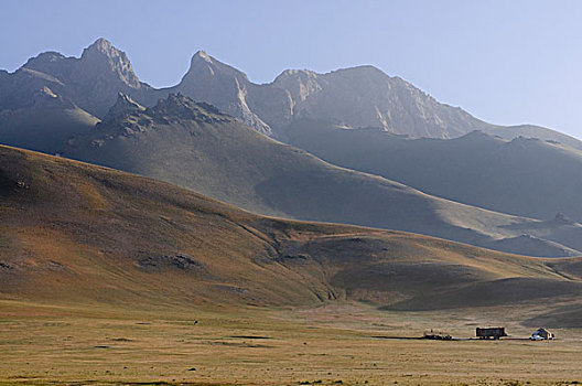 吉尔吉斯斯坦,省,山峦,日出