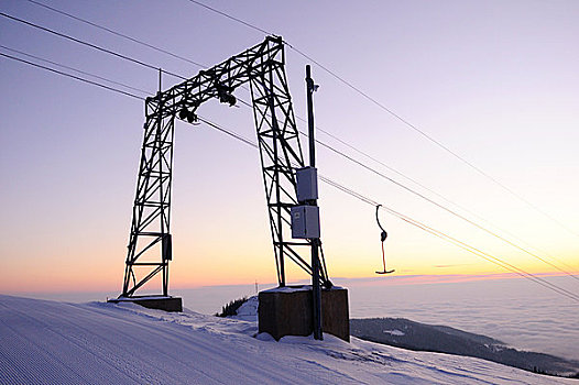 滑雪缆车,施蒂里亚,奥地利,仰视