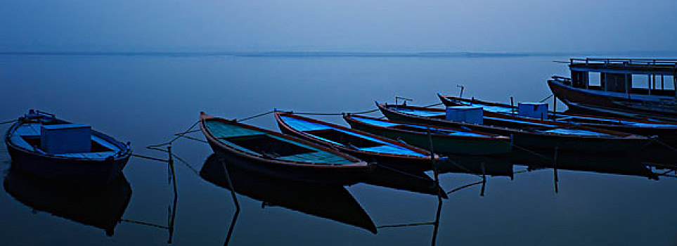 泊船,河,恒河,瓦腊纳西,北方邦,印度