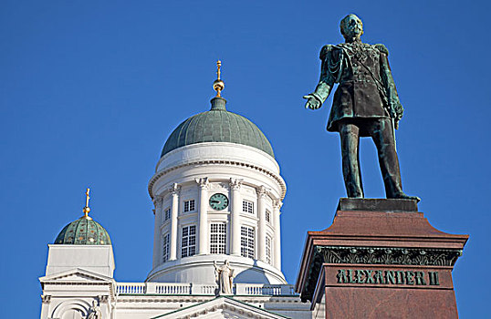 雕塑,俄罗斯人,沙皇,大教堂,参议院,广场,赫尔辛基,芬兰