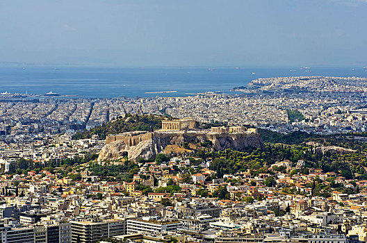 风景,雅典,利卡贝塔斯山,雅典卫城,背影,希腊,欧洲
