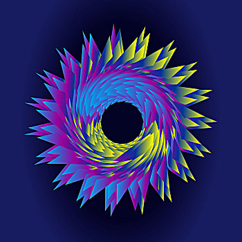 色彩缤纷,梦幻螺旋状的抽象图形